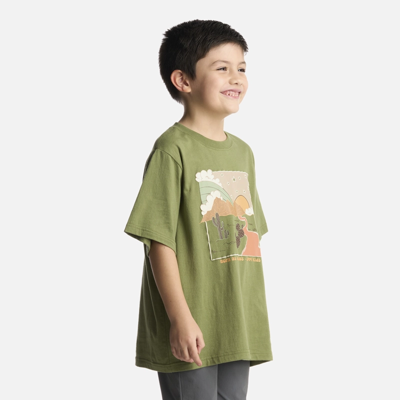 POLERA ALGODÓN ORGÁNICO NIÑO LIPPI VERDE DESERT OVERSIZE T-SHIRT - 2