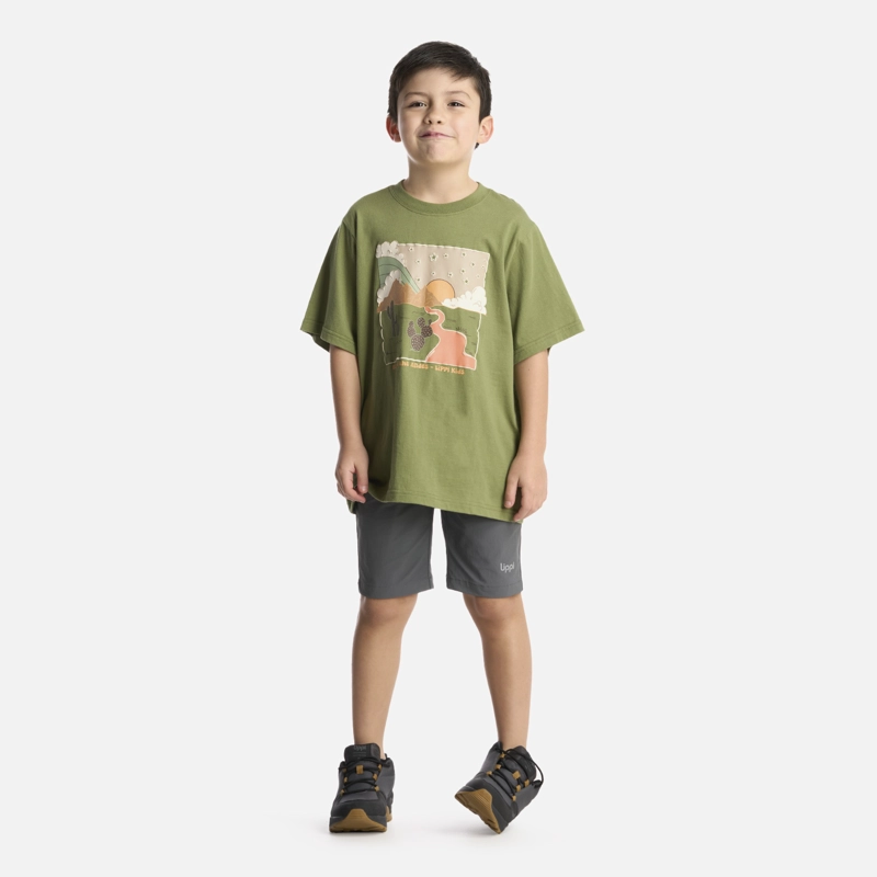 POLERA ALGODÓN ORGÁNICO NIÑO LIPPI VERDE DESERT OVERSIZE T-SHIRT - 5