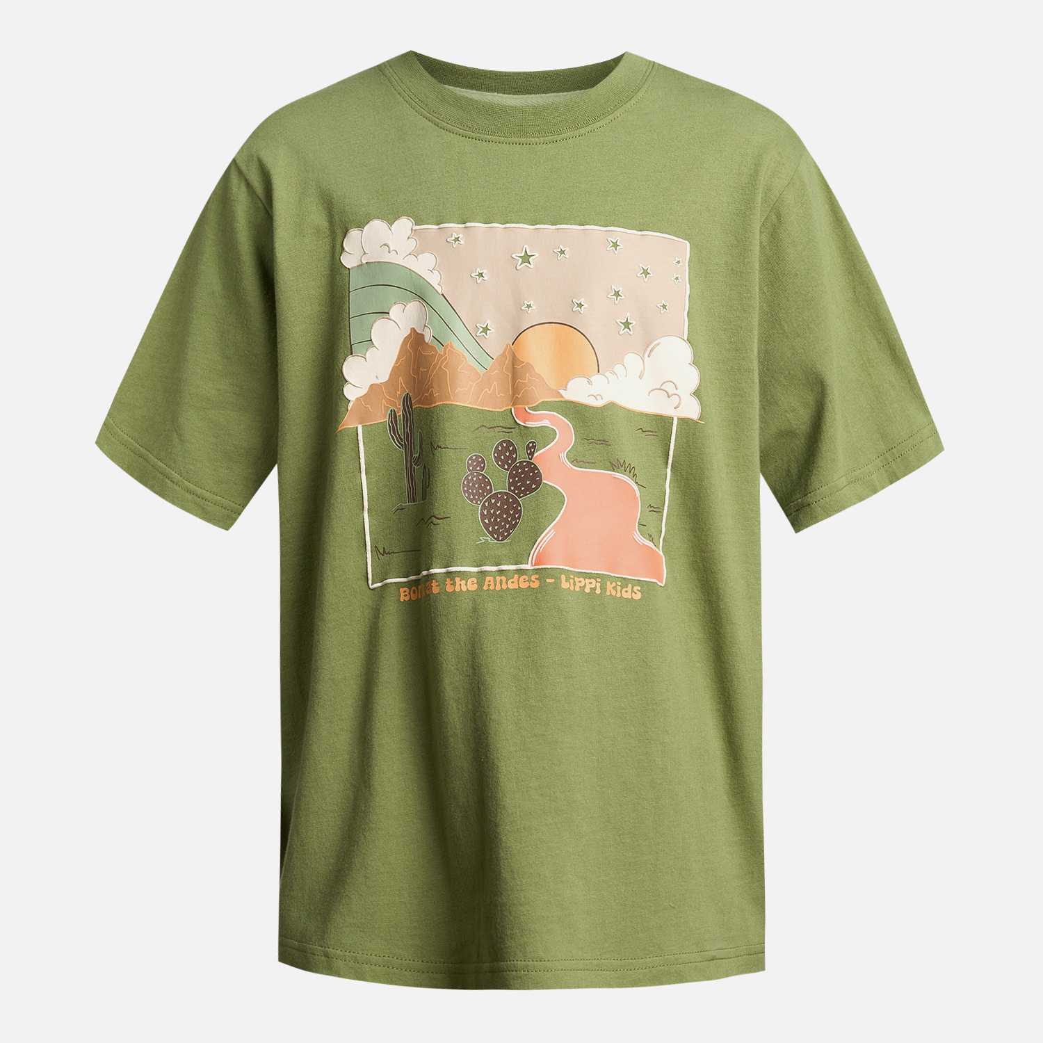 POLERA ALGODÓN ORGÁNICO NIÑO LIPPI VERDE DESERT OVERSIZE T-SHIRT - 6