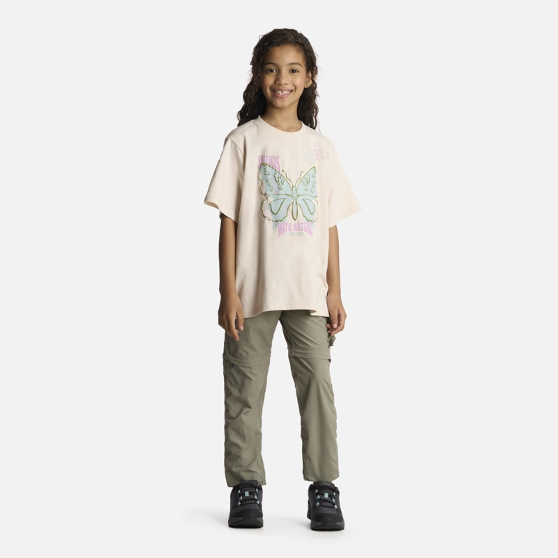 POLERA ALGODÓN ORGÁNICO NIÑA LIPPI BEIGE BUTTERFLY OVERSIZE T-SHIRT MARFIL - 5