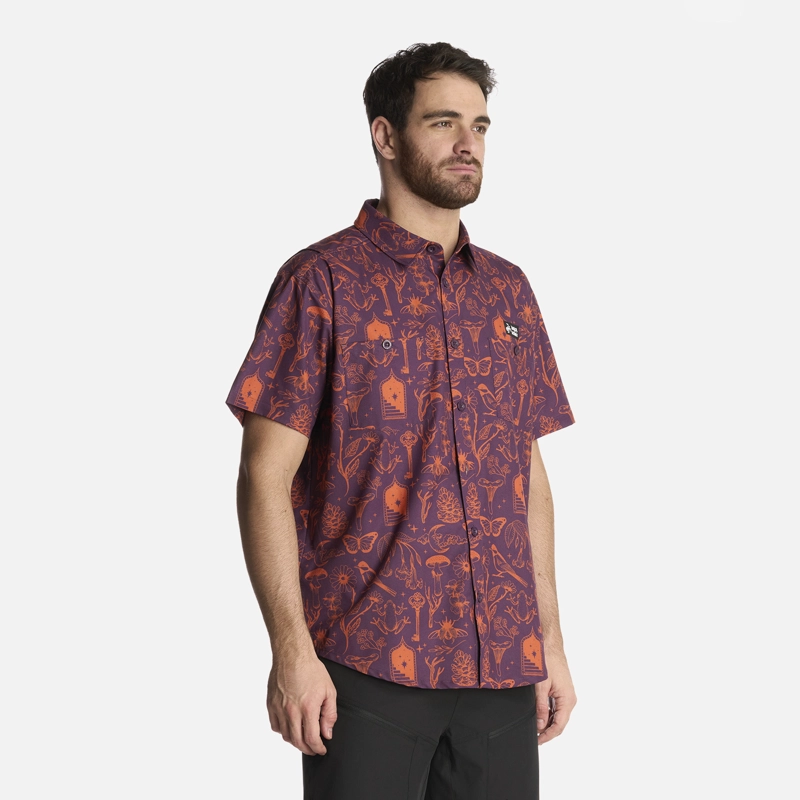 CAMISA HOMBRE CUMBRE MANGA CORTA PRINT MORADO HAKA HONU - 2