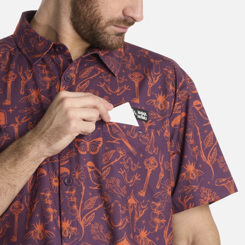 CAMISA HOMBRE CUMBRE MANGA CORTA PRINT MORADO HAKA HONU - 4