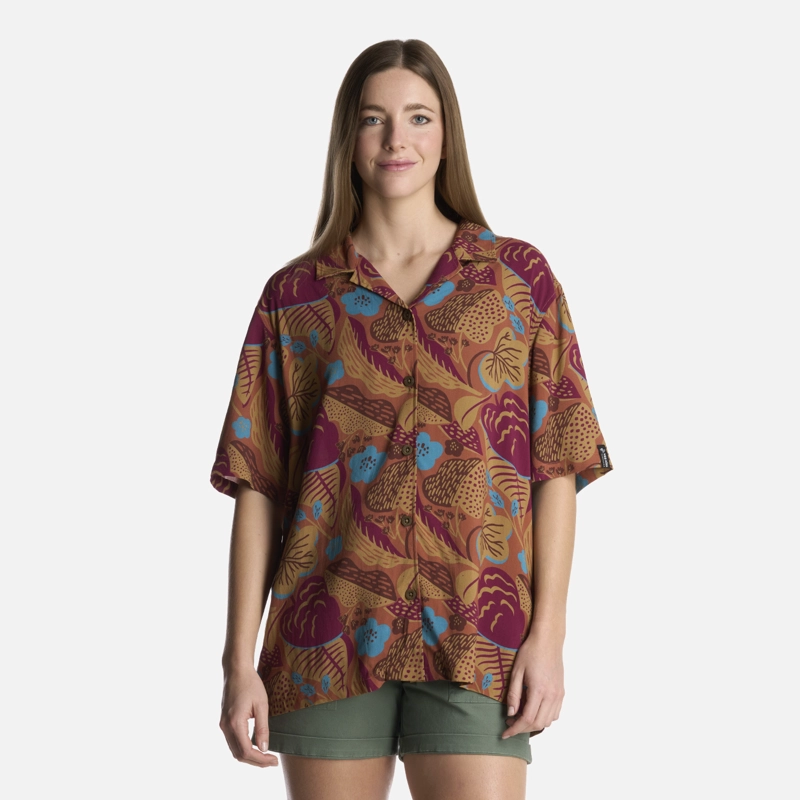 CAMISA MUJER HIBISCUS PRINT TERRACOTA HAKA HONU - 1