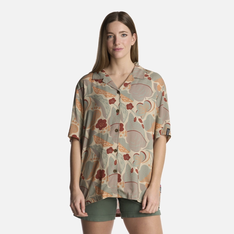 HAKA HONU CAMISA MUJER HIBISCUS PRINT CREMA HAKA HONU