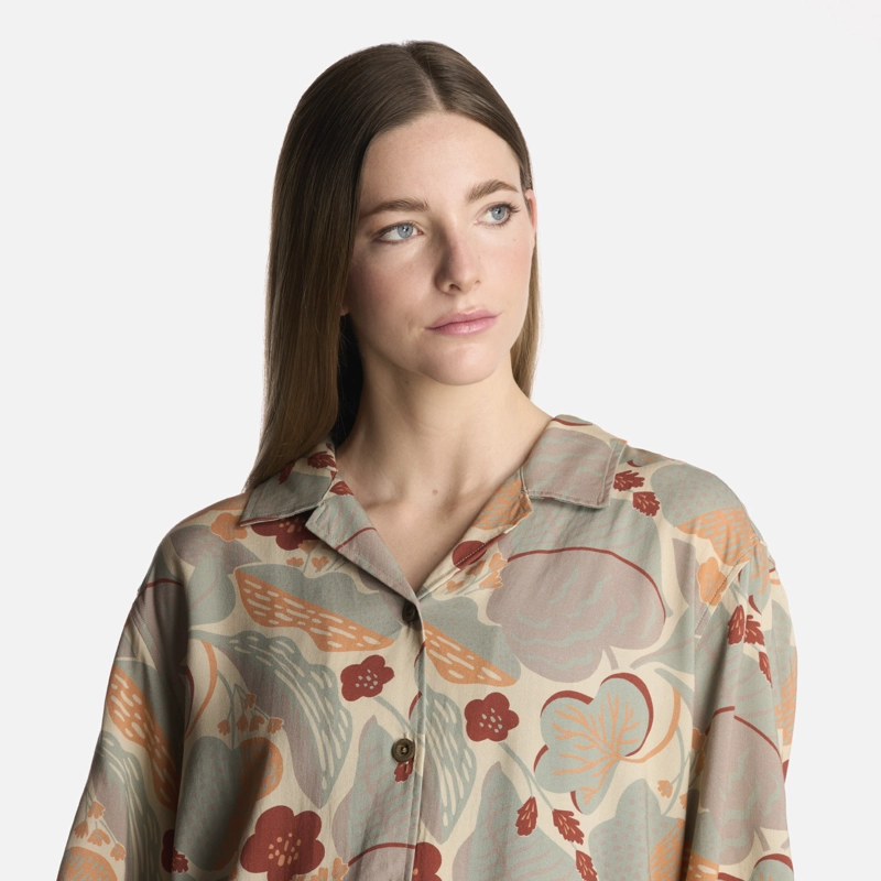 CAMISA MUJER HIBISCUS PRINT CREMA HAKA HONU - 4