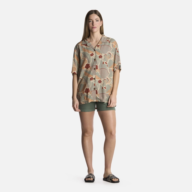 CAMISA MUJER HIBISCUS PRINT CREMA HAKA HONU - 5