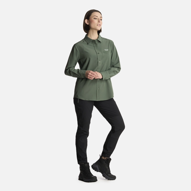 CAMISA MUJER MURALLON Q-DRY SHIRT JADE OSCURO LIPPI - 5