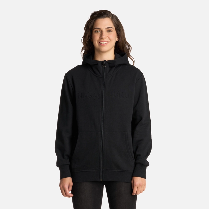 POLERÓN ALGODÓN MUJER HAKA HONU NEGRO MOTOMAMI FULL ZIP - 1