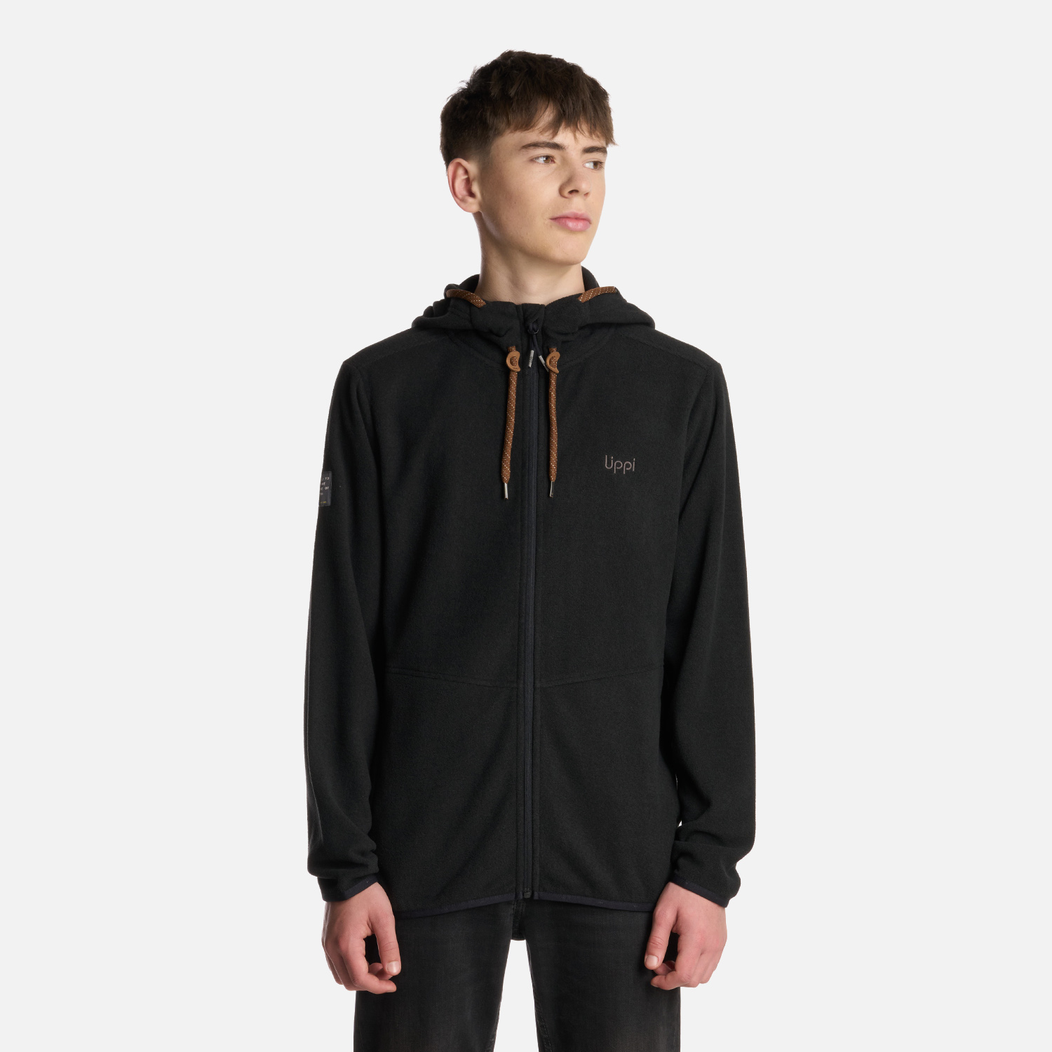 POLERON TEEN BOY STRIPES NANO-F FULL ZIP NEGRO LIPPI I25 - 1