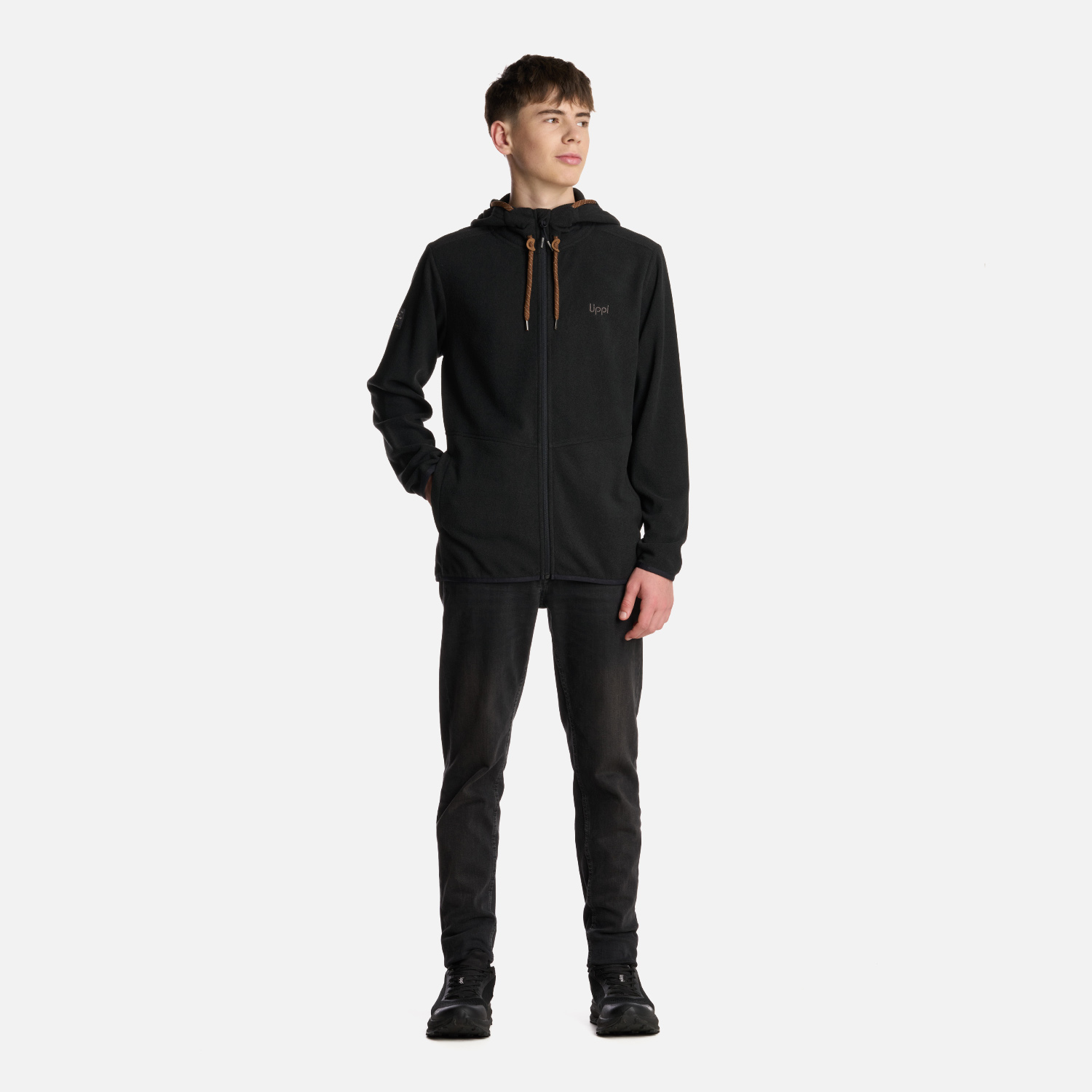 POLERON TEEN BOY STRIPES NANO-F FULL ZIP NEGRO LIPPI I25 - 6