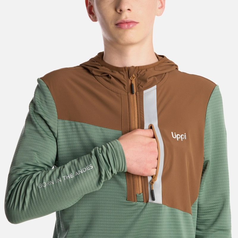 POLERON TEEN BOY KAROVA 14 ZIP HOODY JADE OSCURO LIPPI - 5