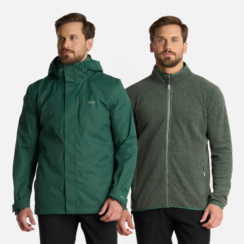 CHAQUETA HOMBRE TRES CRUCES FUSION-3 HOODY VERDE BOTELLA LIPPI - 1