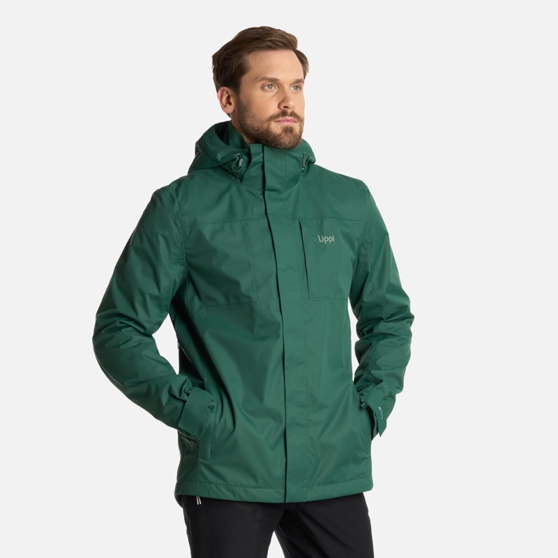 CHAQUETA HOMBRE TRES CRUCES FUSION-3 HOODY VERDE BOTELLA LIPPI - 2
