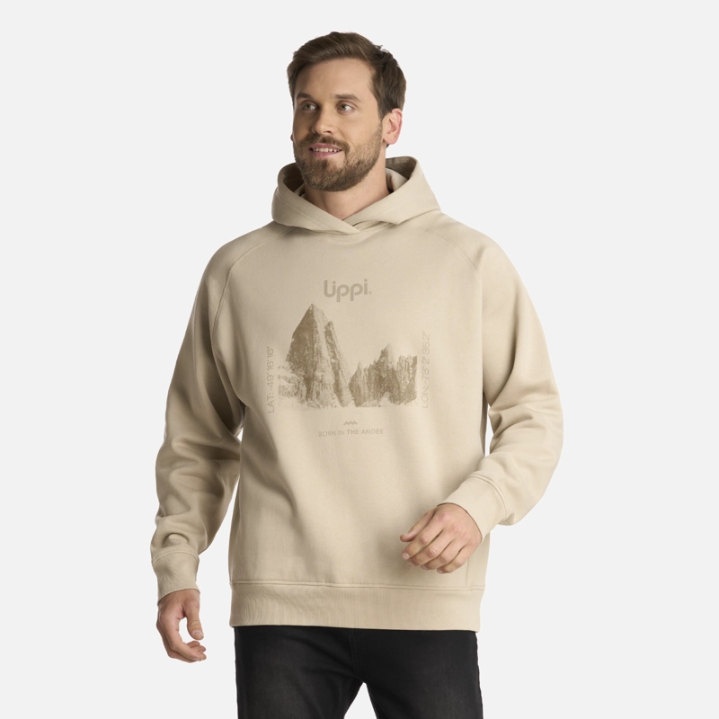 POLERON HOMBRE INSIGNE HOODY SWEATSHIRT FRONT PRINT BEIGE LIPPI - 1