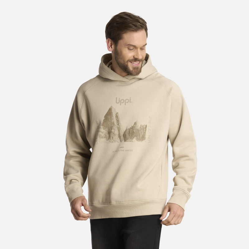 POLERON HOMBRE INSIGNE HOODY SWEATSHIRT FRONT PRINT BEIGE LIPPI - 2