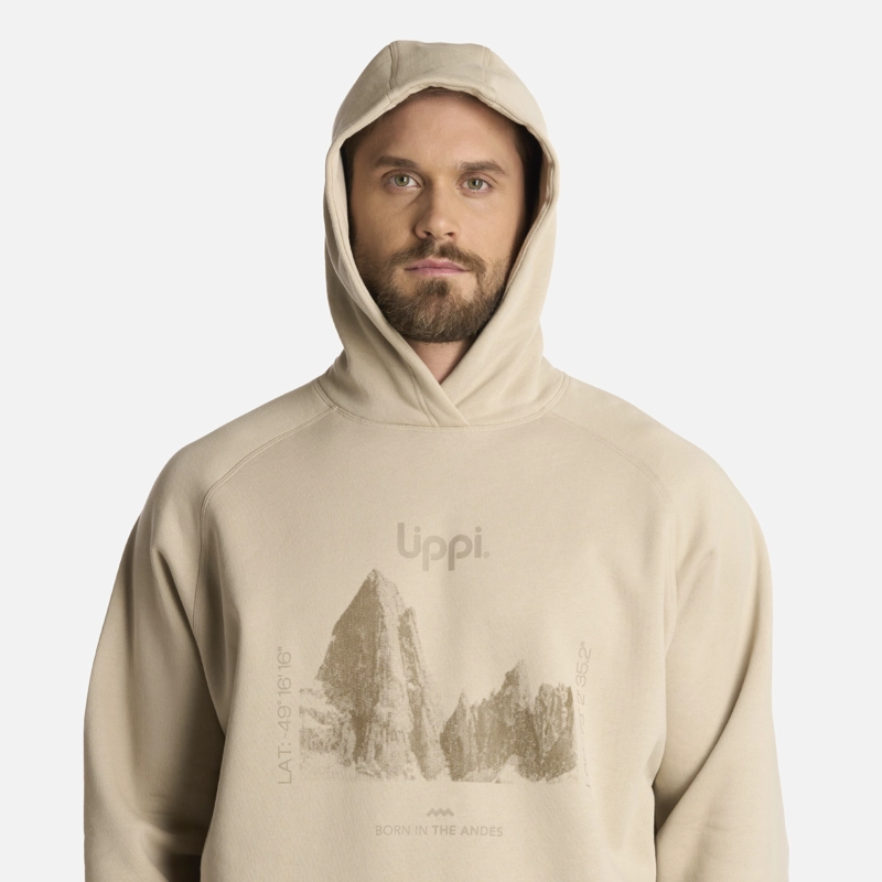 POLERON HOMBRE INSIGNE HOODY SWEATSHIRT FRONT PRINT BEIGE LIPPI - 4