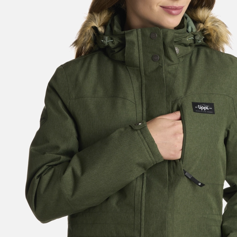 CHAQUETA MUJER ROBLE B-DRY HOODY MELANGE VERDE LIPPI I25 - 5