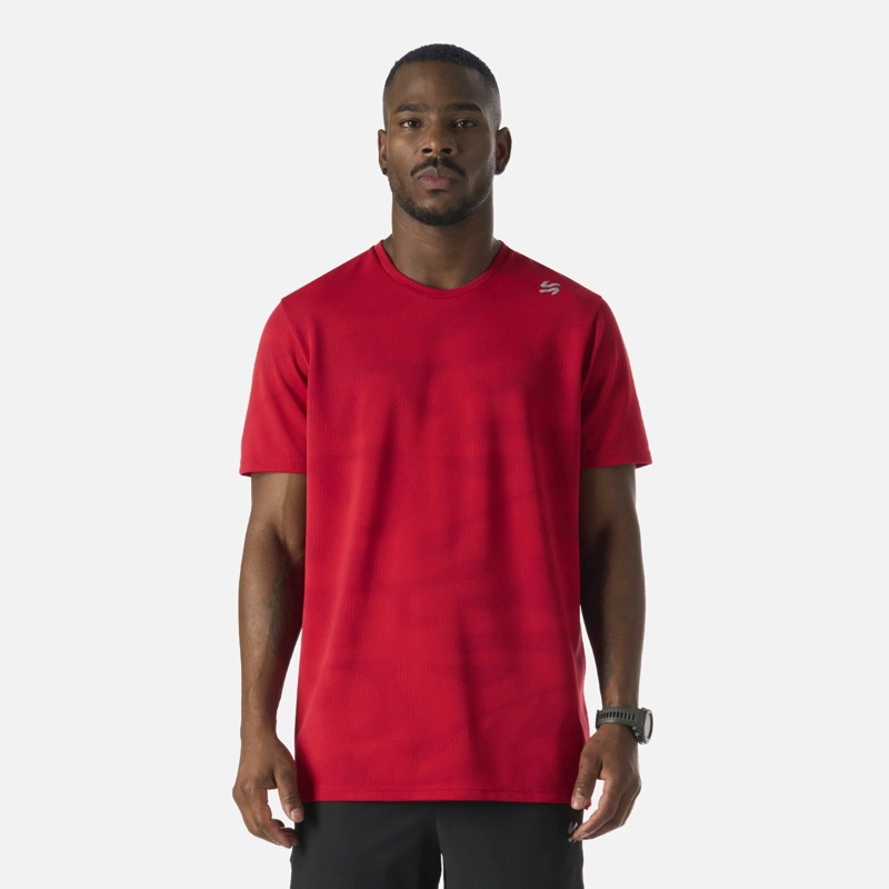 POLERA HOMBRE BUILT TO MOVE PRO T-SHIRT ROJO ANARANJADO VULCANO - 1