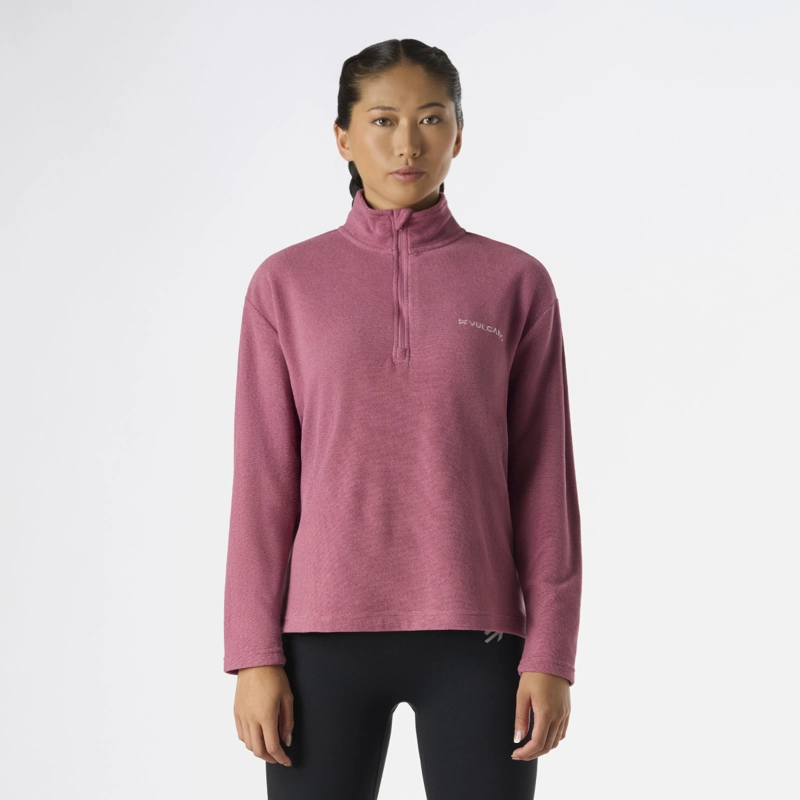 POLERON MUJER COOL DOWN 1/4 ZIP FLEECE ROSADO VULCANO - 1