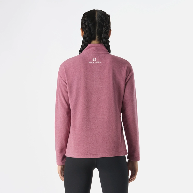 POLERON MUJER COOL DOWN 1/4 ZIP FLEECE ROSADO VULCANO - 4