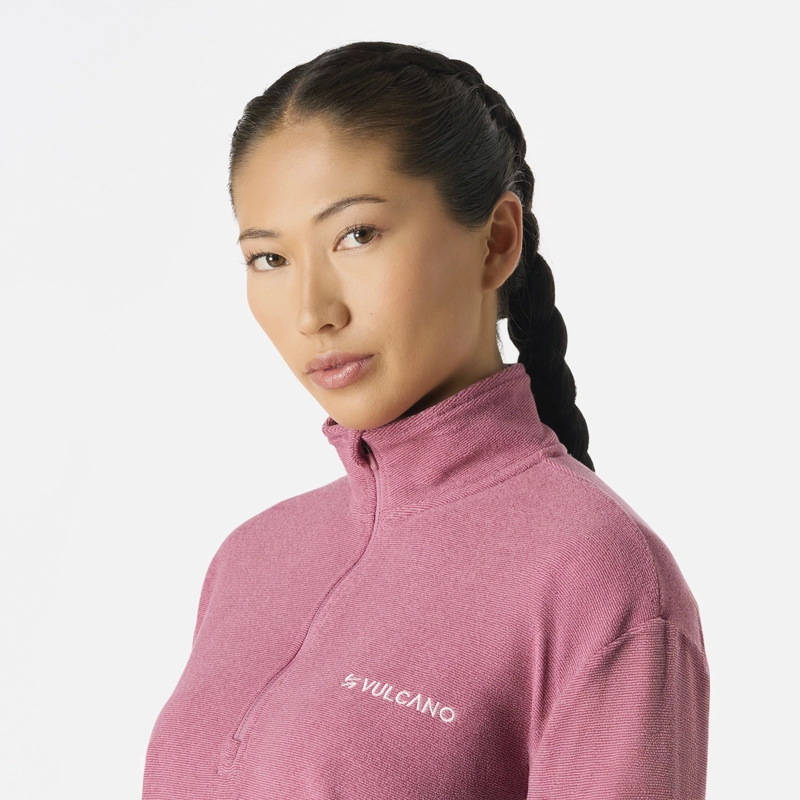POLERON MUJER COOL DOWN 1/4 ZIP FLEECE ROSADO VULCANO - 5