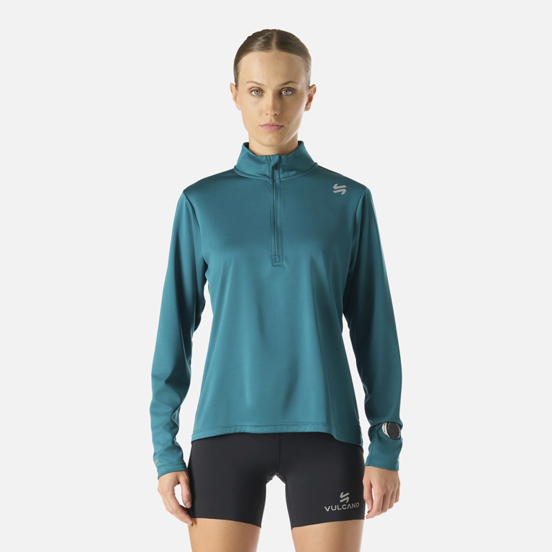 VULCANO POLERON MUJER BUILT TO MOVE 1/4 ZIP MIDLAYER PETROLEO VULCANO