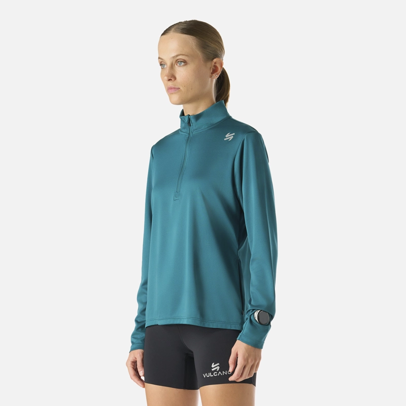 POLERON MUJER BUILT TO MOVE 1/4 ZIP MIDLAYER PETROLEO VULCANO - 2