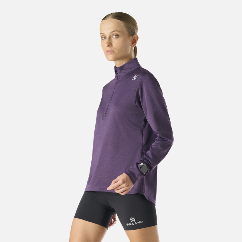 POLERON MUJER BUILT TO MOVE 1/4 ZIP MIDLAYER MORADO OSCURO VULCANO - 2