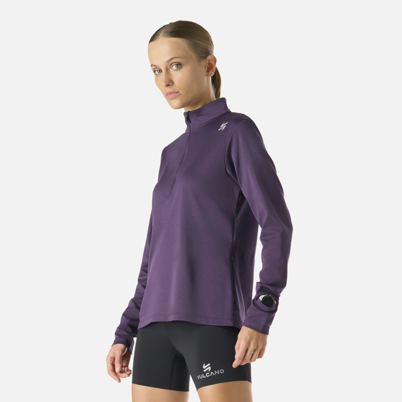 POLERON MUJER BUILT TO MOVE 1/4 ZIP MIDLAYER MORADO OSCURO VULCANO - 3