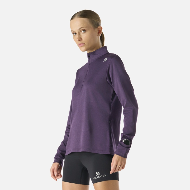 POLERON MUJER BUILT TO MOVE 1/4 ZIP MIDLAYER MORADO OSCURO VULCANO - 3