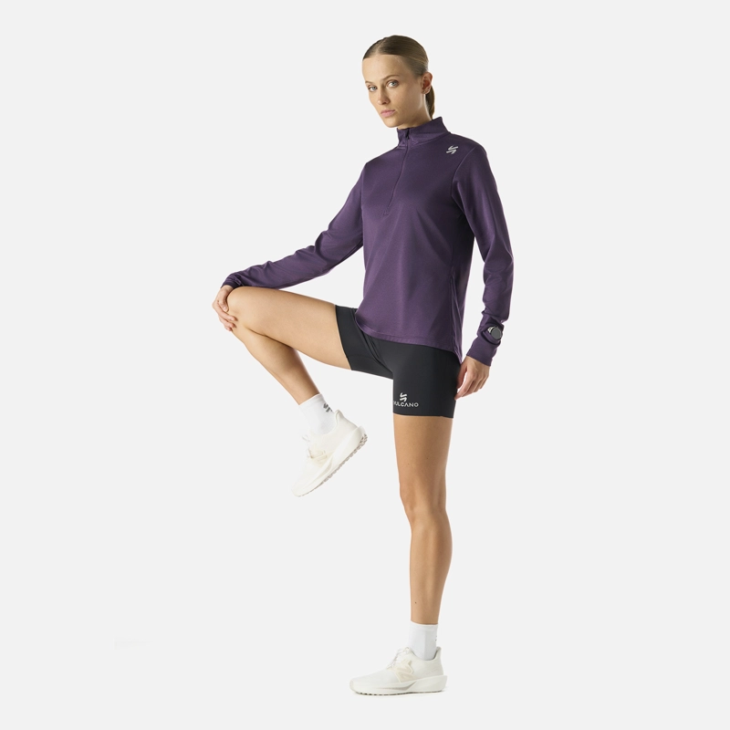 POLERON MUJER BUILT TO MOVE 1/4 ZIP MIDLAYER MORADO OSCURO VULCANO - 4