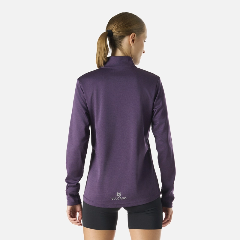 POLERON MUJER BUILT TO MOVE 1/4 ZIP MIDLAYER MORADO OSCURO VULCANO - 5