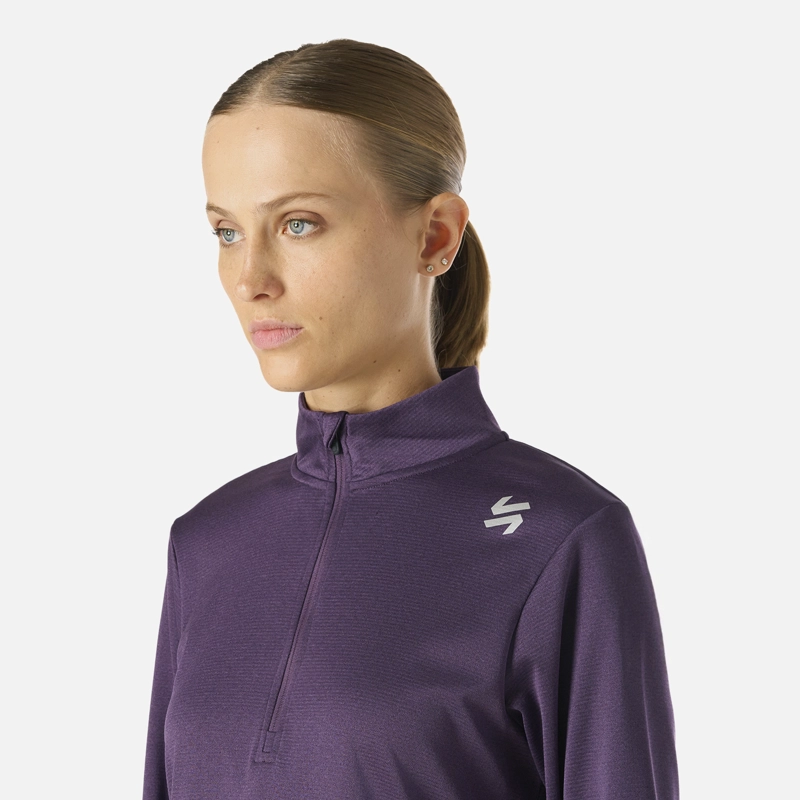 POLERON MUJER BUILT TO MOVE 1/4 ZIP MIDLAYER MORADO OSCURO VULCANO - 6