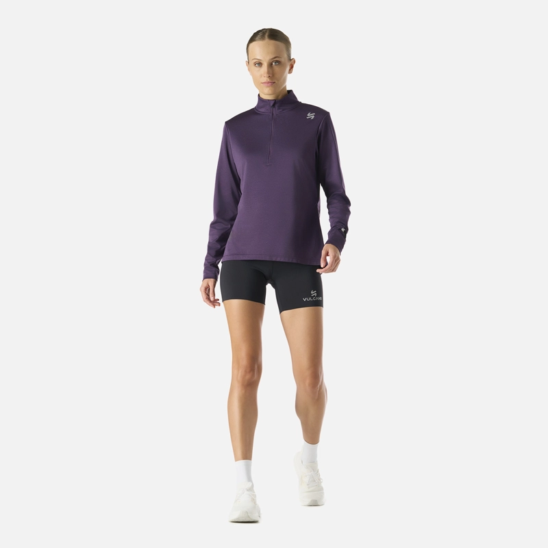 POLERON MUJER BUILT TO MOVE 1/4 ZIP MIDLAYER MORADO OSCURO VULCANO - 9