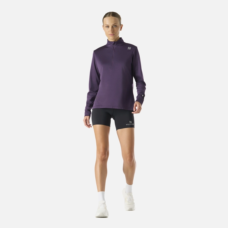 POLERON MUJER BUILT TO MOVE 1/4 ZIP MIDLAYER MORADO OSCURO VULCANO - 9