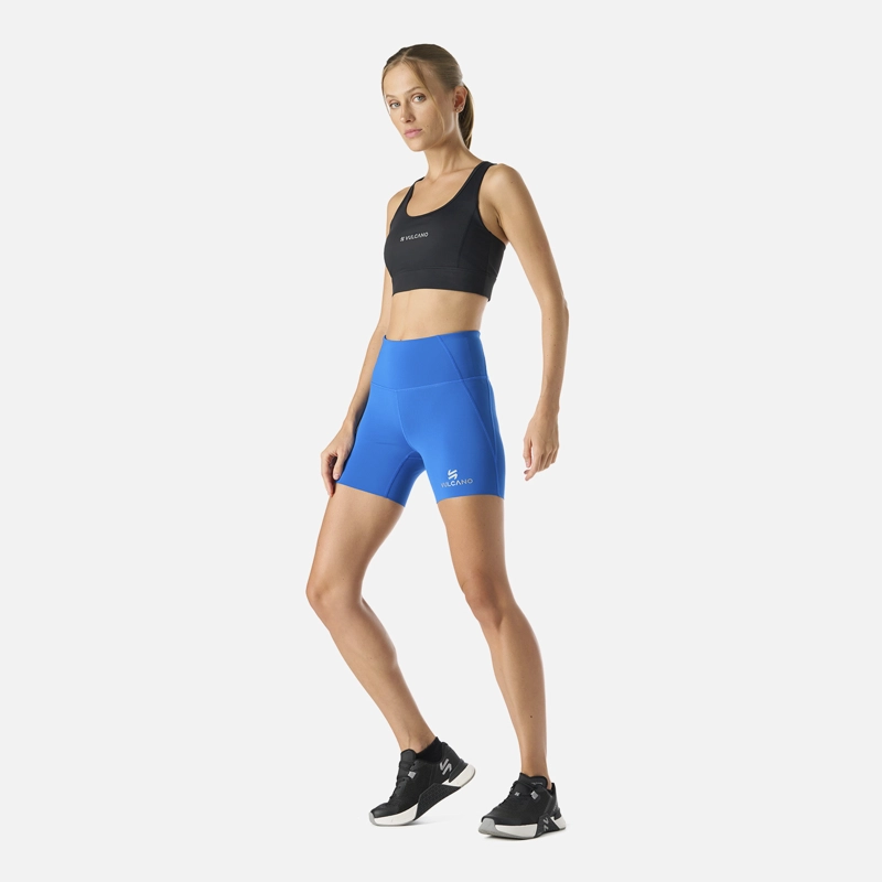 CALZA MUJER BUILT TO MOVE COMPRESSIVE SHORT HIGH RISE LEGGINS AZUL VULCANO - 7