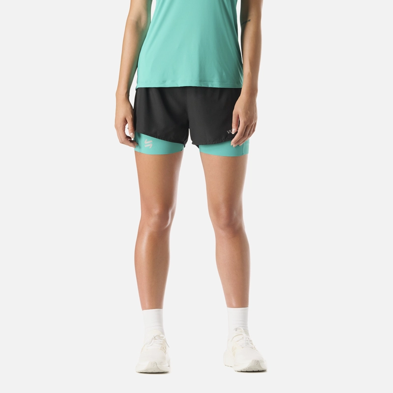 SHORTS MUJER BUILT TO MOVE 2-IN-1 2,5' SHORTS NEGRO / TURQUESA VULCANO - 1