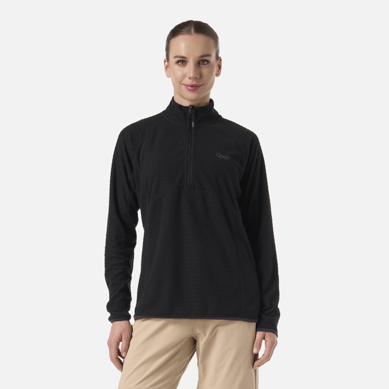 POLERON MUJER JACARANDA NANO-F 1/4 ZIP NEGRO LIPPI V26 - 1