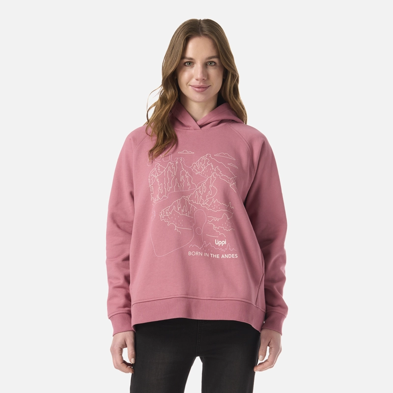 POLERON MUJER INSIGNE HOODY SWEATSHIRT FRONT PRINT ROSA LIPPI V26 - 1