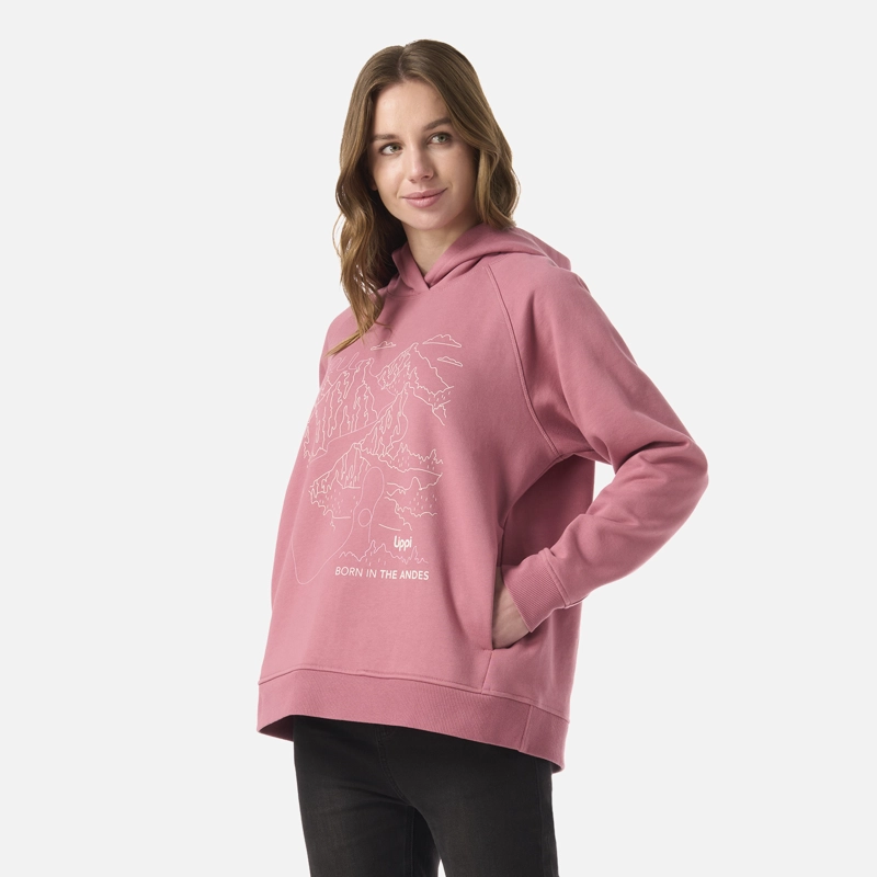 POLERON MUJER INSIGNE HOODY SWEATSHIRT FRONT PRINT ROSA LIPPI V26 - 2