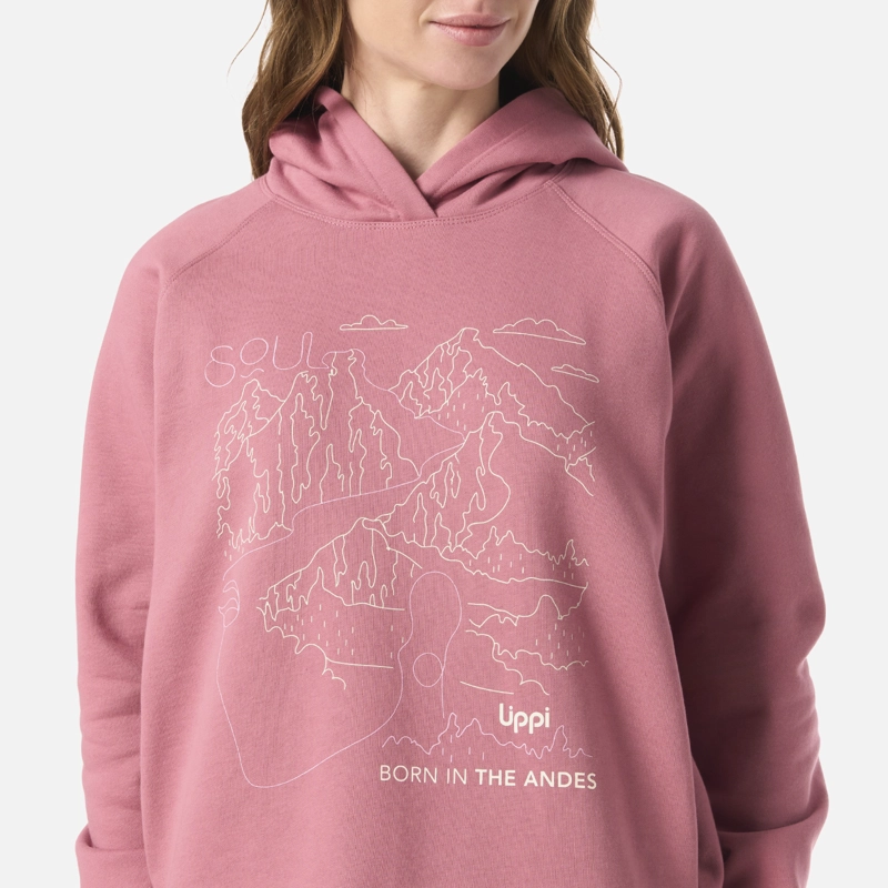 POLERON MUJER INSIGNE HOODY SWEATSHIRT FRONT PRINT ROSA LIPPI V26 - 5