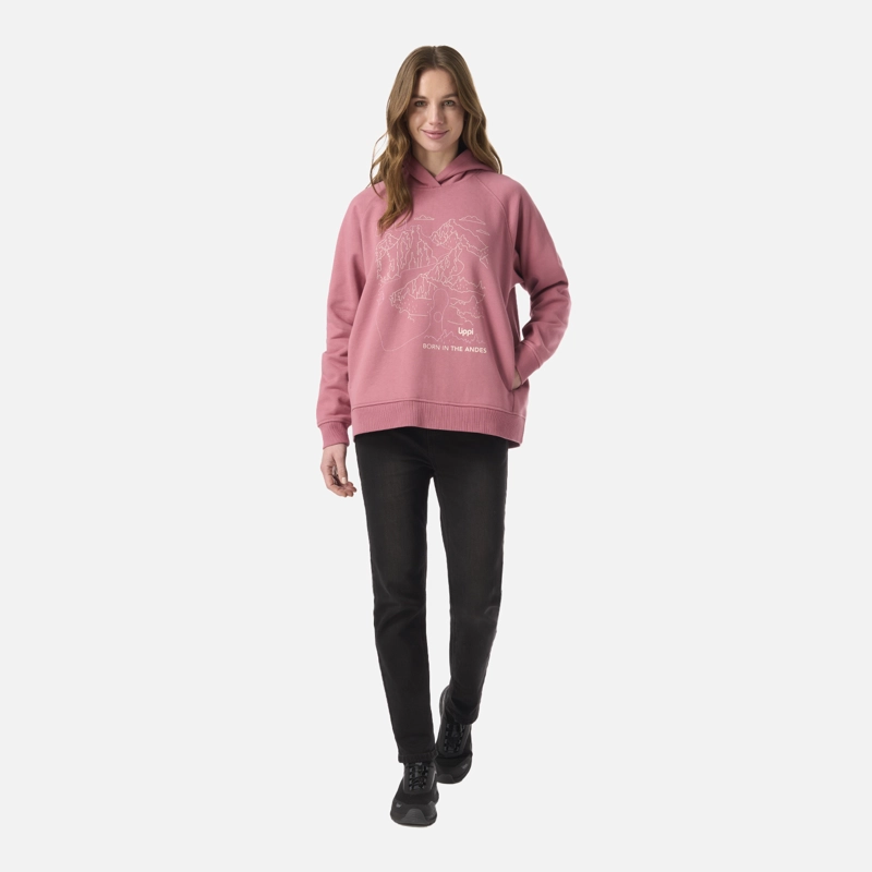 POLERON MUJER INSIGNE HOODY SWEATSHIRT FRONT PRINT ROSA LIPPI V26 - 7