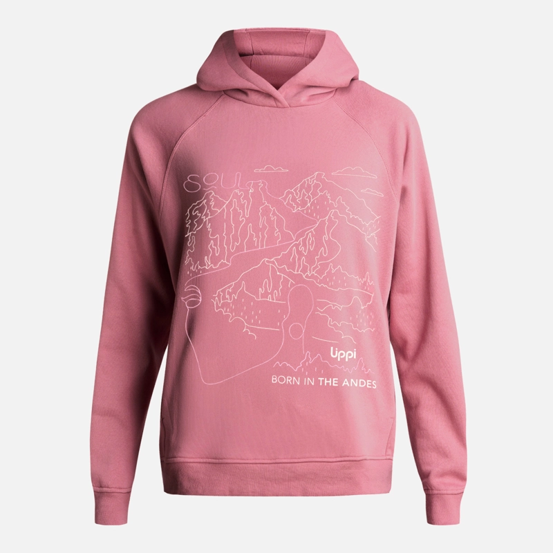 POLERON MUJER INSIGNE HOODY SWEATSHIRT FRONT PRINT ROSA LIPPI V26 - 8