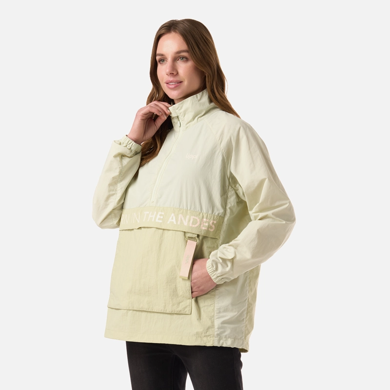 CHAQUETA MUJER WINDCITY WINDBREAKER 1/4 ZIP JACKET VERDE CLARO LIPPI - 2