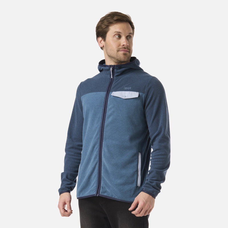 POLAR HOMBRE FIREPLACE FULL ZIP HOODY SWEATSHIRT AZUL OSCURO LIPPI - 1