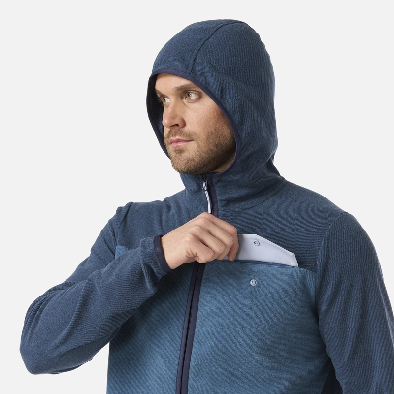 POLAR HOMBRE FIREPLACE FULL ZIP HOODY SWEATSHIRT AZUL OSCURO LIPPI - 4