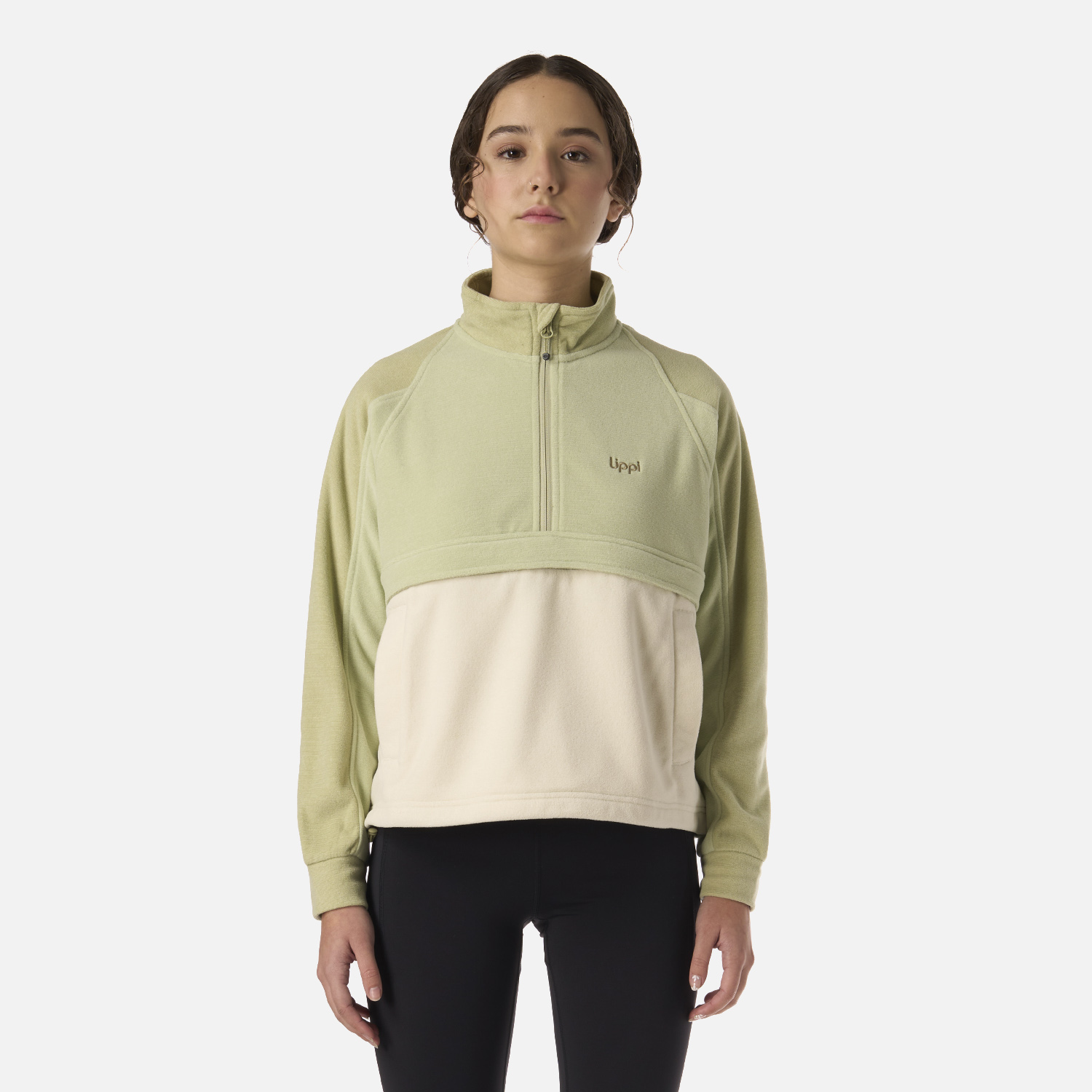 POLAR TEEN GIRL FIREPLACE 1/4 ZIP SWEATSHIRT VERDE MANZANA LIPPI V26 - 1
