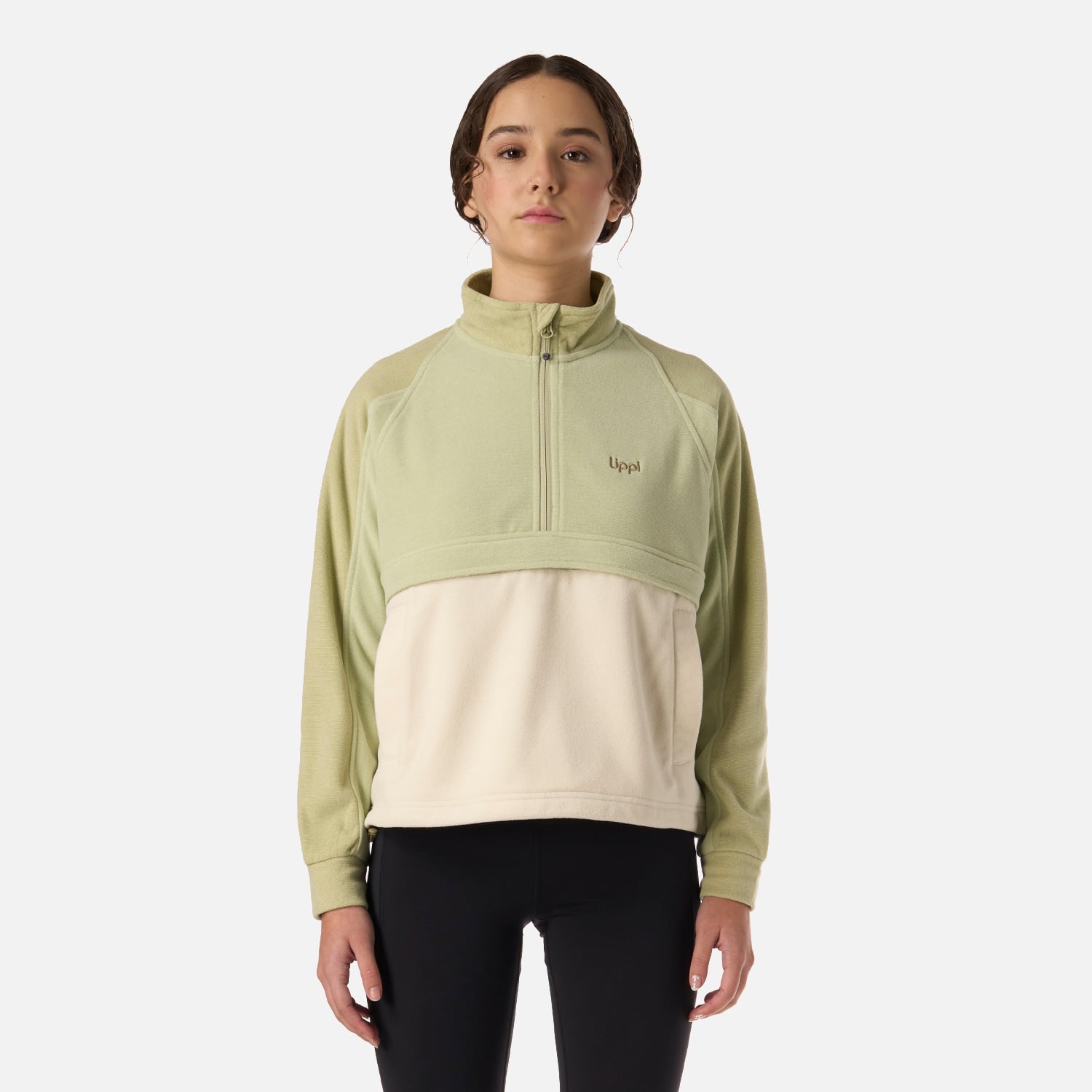 POLAR TEEN GIRL FIREPLACE 1/4 ZIP SWEATSHIRT VERDE MANZANA LIPPI V26 - 1
