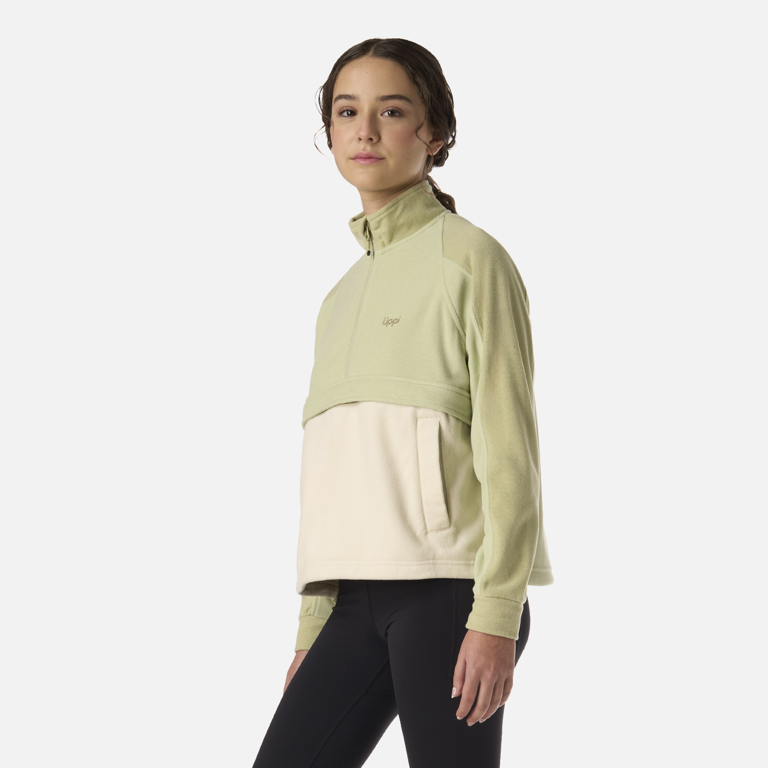 POLAR TEEN GIRL FIREPLACE 1/4 ZIP SWEATSHIRT VERDE MANZANA LIPPI V26 - 2