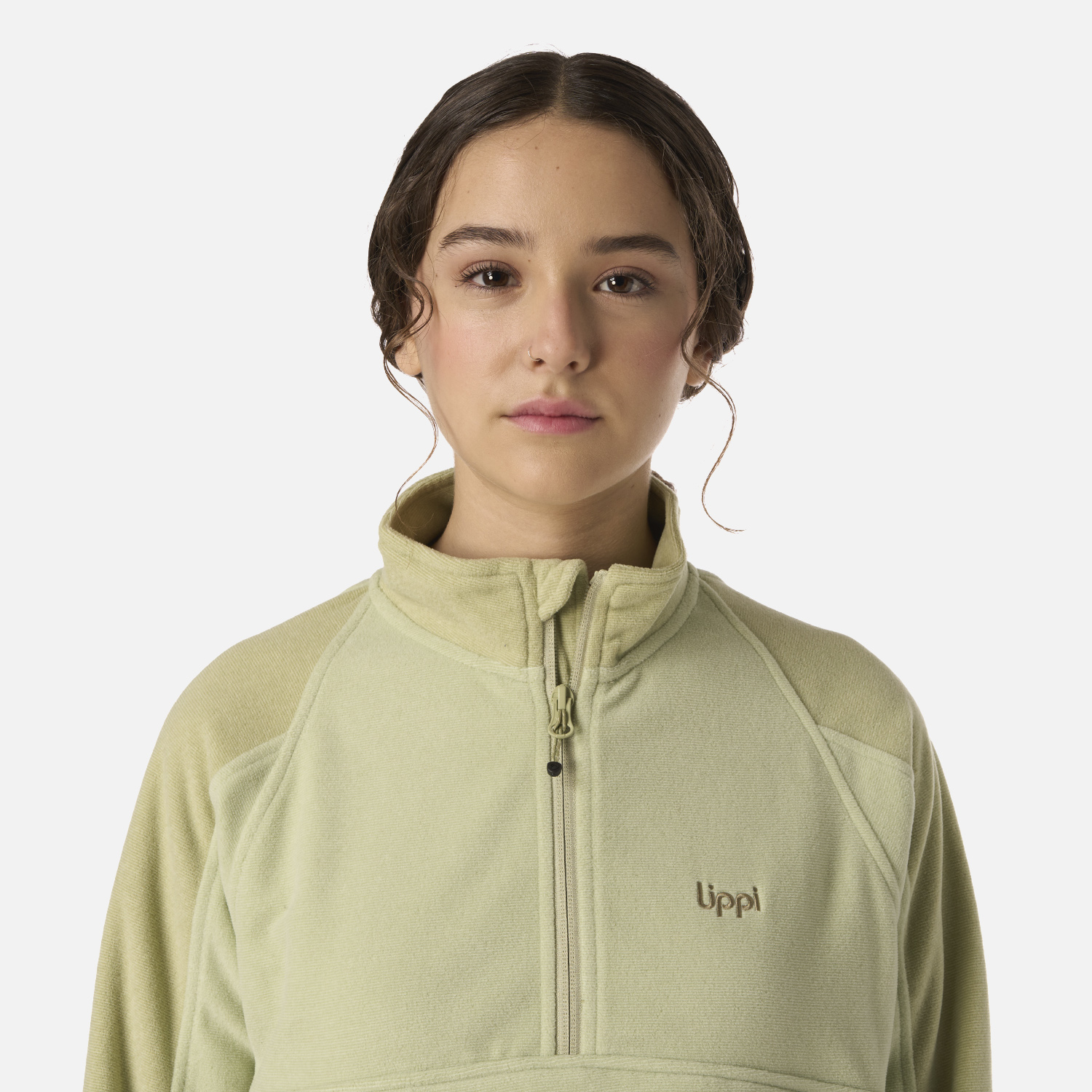 POLAR TEEN GIRL FIREPLACE 1/4 ZIP SWEATSHIRT VERDE MANZANA LIPPI V26 - 4